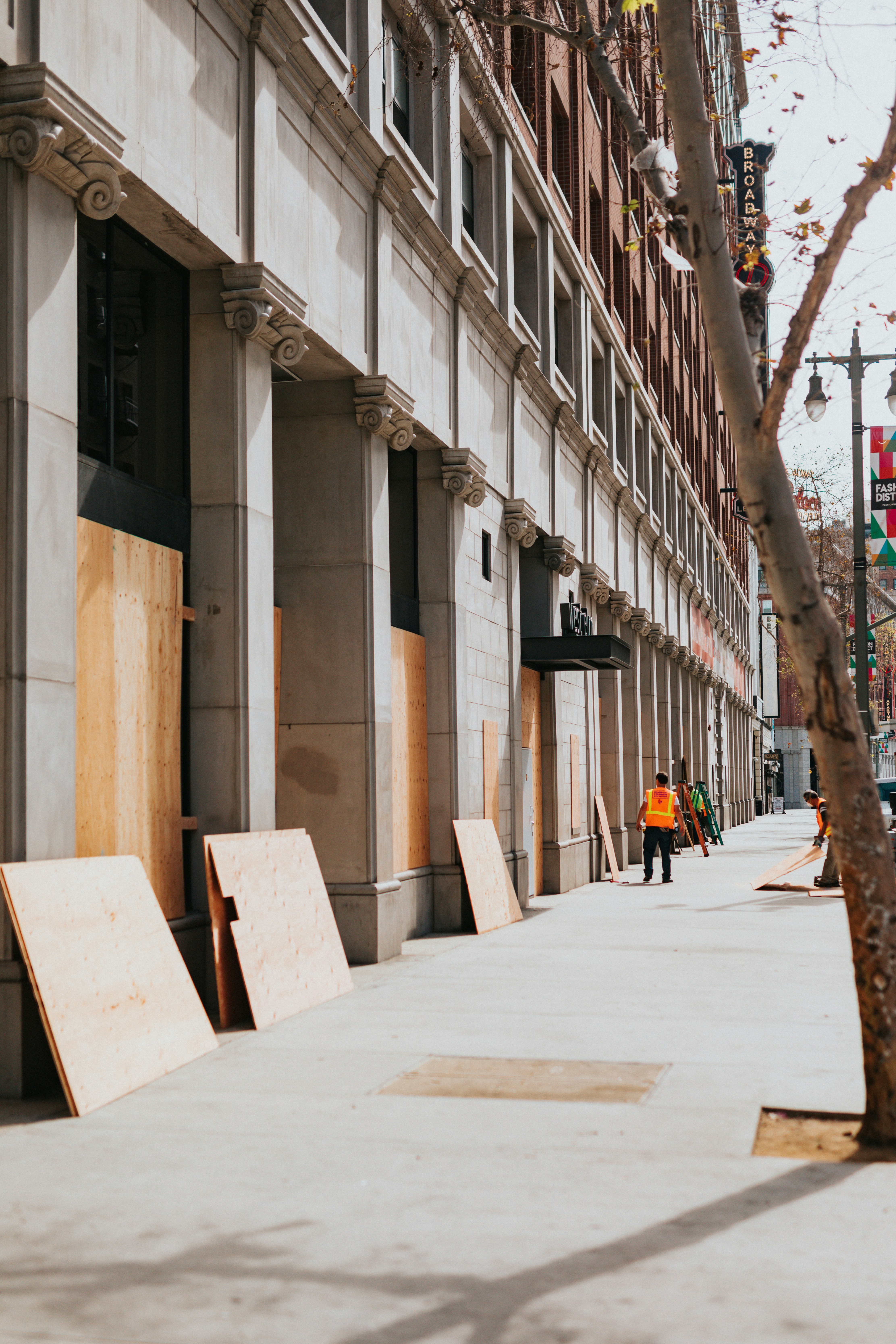 Urban building frontage with redevelopment activity